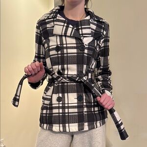 Stylish Plaid Double-Breasted Coat